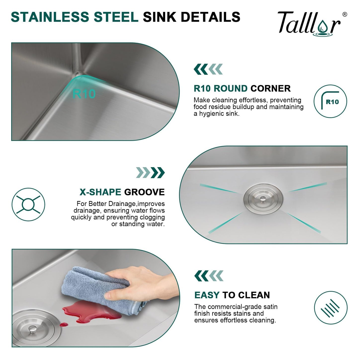 Talllor 25 Inch Drop In Laundry Sink with Faucet - 12" Deep Workstation 16 Gauge T-304 Stainless Steel Single Bowl Utility Sink with All-In One Accessories for Laundry Room, Outdoor, Garage #TLT-0063