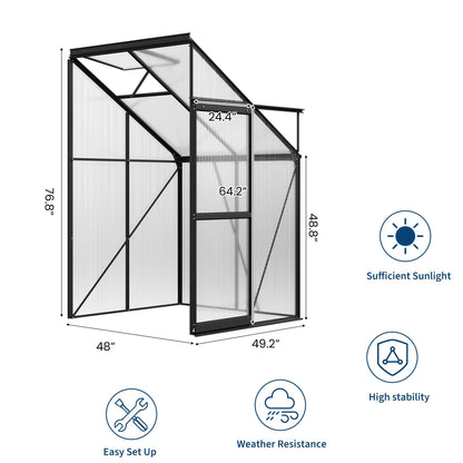 GarveeHome 4x4FT Greenhouse, Small Walk-in Polycarbonate Greenhouse with Adjustable Vent Window, Sliding Door, Portable Green House Kit for Outdoors, Winter