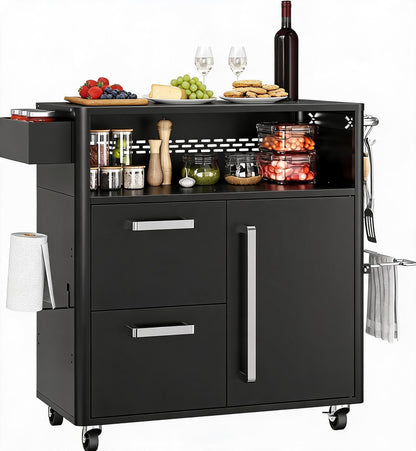 Heavy Duty Outdoor Grill Cart with Stainless Steel Prep Table, Lockable Wheels, Spacious Storage Cabinet, and Island Table Design for Patio or Kitchen Use