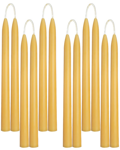 Viyffo 8 Inch Pure Beeswax Taper Candles, 12 Pack Handcrafted Dripless & Smokeless Long Burning Unscented Candles, 8 Hour Burn for Dinner, Wedding, Home, Prayer Decor