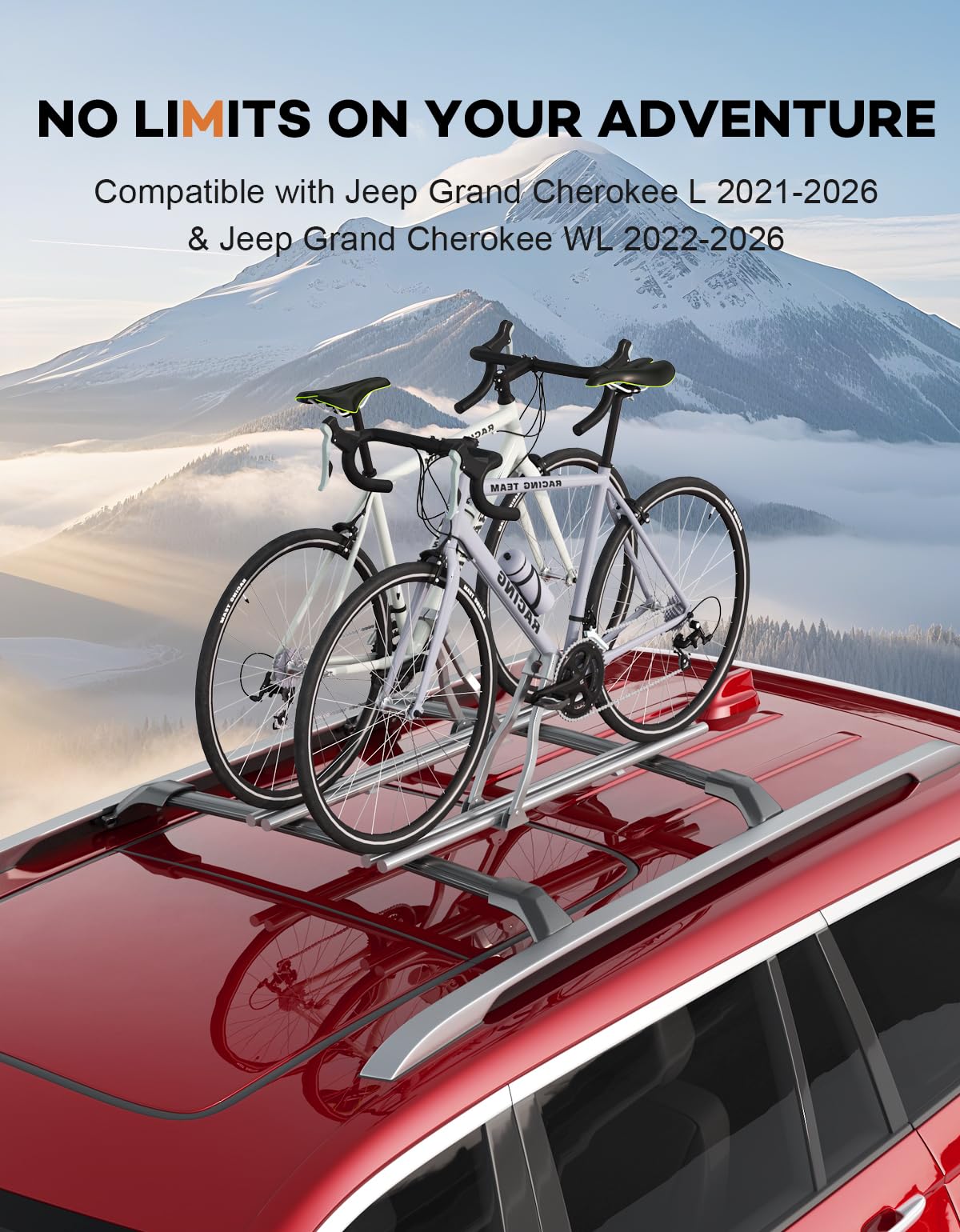 Wonderdriver 300lb Roof Rack Cross Bars Compatible with Jeep Grand Cherokee L 2021-2026 and 2022-2026 Grand Cherokee WL, Heavy Duty Aluminum Crossbar Racks Roof Rail Rooftop Luggage Canoe