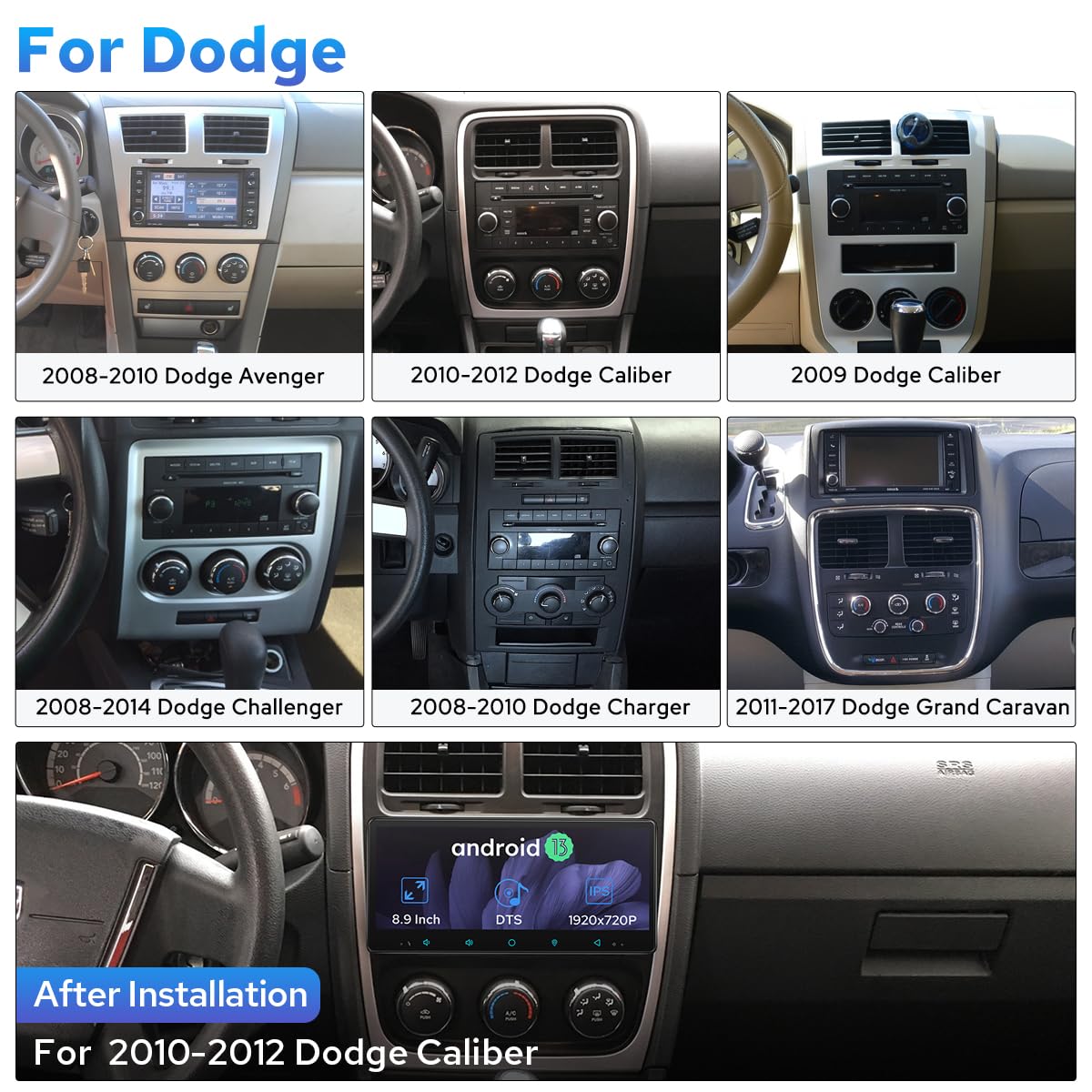 JOYING Car Radio for Jeep Wrangler Jk Patriot Compass Grand Cherokee/Chrysler/Dodge (2007-2017), 8.9" IPS Touch Screen Android 13 Stereo 4gb+64gb with Wireless Carplay, Android Auto(JY-JP102T4)