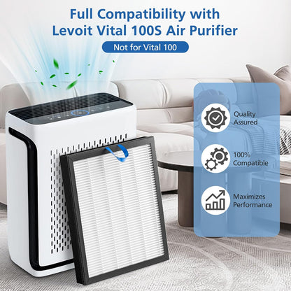 LEVOIT Vital 100S Replacement Filter - 3-in-1 High-Efficiency Activated Carbon | Compatible with Vital 100S & 100S-P, White