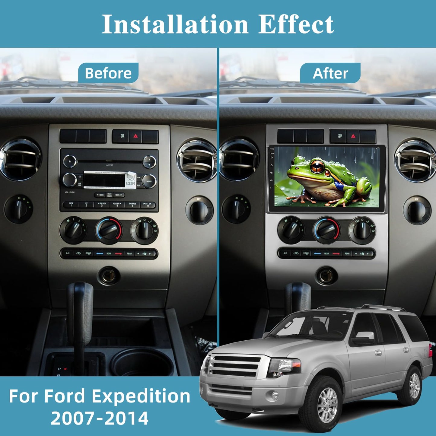 [2+64G] NHOPEEW Car Radio for Ford Expedition 2007-2014 with Wireless Carplay and Android Auto - 9 Inch Touchscreen Android 13 Car Stereo - DSP/Multiple UI/WiFi/GPS/SWC + AHD Backup Camera