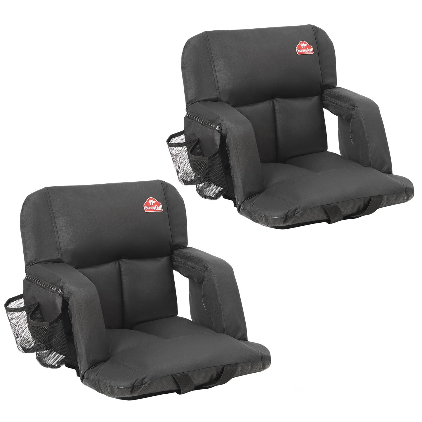 SUNNYFEEL Stadium Seat with Back Support Thick Cushion 6 Reclining Positions 264lbs Capacity Sofa Style Design with Side Pockets for Camping Beach Picnic Sports