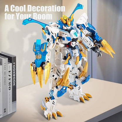 White Tiger 2 in 1 Mech Building SetsTransform Robot Building Blocks Kits for Adults Transforming Mecha Building Kits Action Figure ToysBirthday Gifts for Boys Ages 8 10 12 14 (White Tiger)