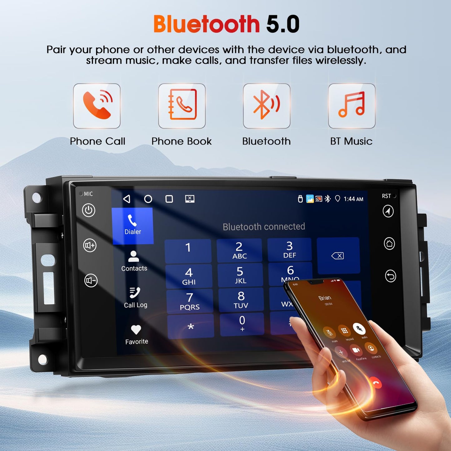 4+64G Car Stereo Radio for Jeep Wrangler JK Dodge Chevrolet RAM 1500 7" IPS Touch Screen Bluetooth Audio with CarPlay Android Auto GPS Navigation Mirror Link WiFi FM AM RDS Backup Camera MIC