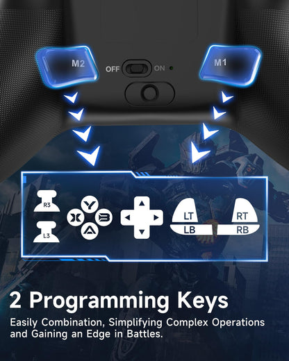 EasySMX X15 PC Controller - Enhanced Wireless Bluetooth Controller with Hall Joysticks/Hall Triggers/RGB Lighting - No Stick Drift, No Dead Zone - Work for Windows PC, Android, Steam and Switch