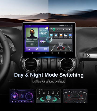 11.5 Inch 64G Car Radio Stereo Upgrade for Jeep Wrangler JK Compass Grand Cherokee Dodge Ram 2009-2012 with Wireless CarPlay/Android Auto/Android 13/Touch Screen/GPS Navigation/HD Backup Camera