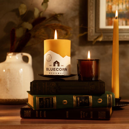 Bluecorn Beeswax Votive Candles, 100% Pure Natural Bees Wax, Ivory White Votives, Clean Burning & Long Lasting (12+ Hours), Fragrance Free, Home Decor & Wedding Decorations, American Made, 4 Pack
