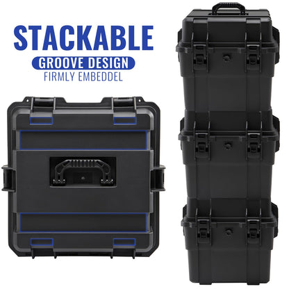 Stackable Vinyl Record Storage Case Box Holds 110 Records | High-Density Protective Foam | Hard Shell Storage Crate with Lid & Handles | Valuable LP Albums Organizer Cases Collection 7/10/12 Inch