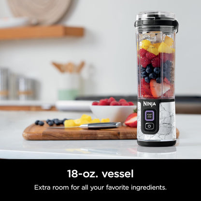 Ninja Blast Portable Blender - Cordless 18oz Personal Blender for Smoothies & Shakes | BPA-Free, USB-C Rechargeable, Marble White