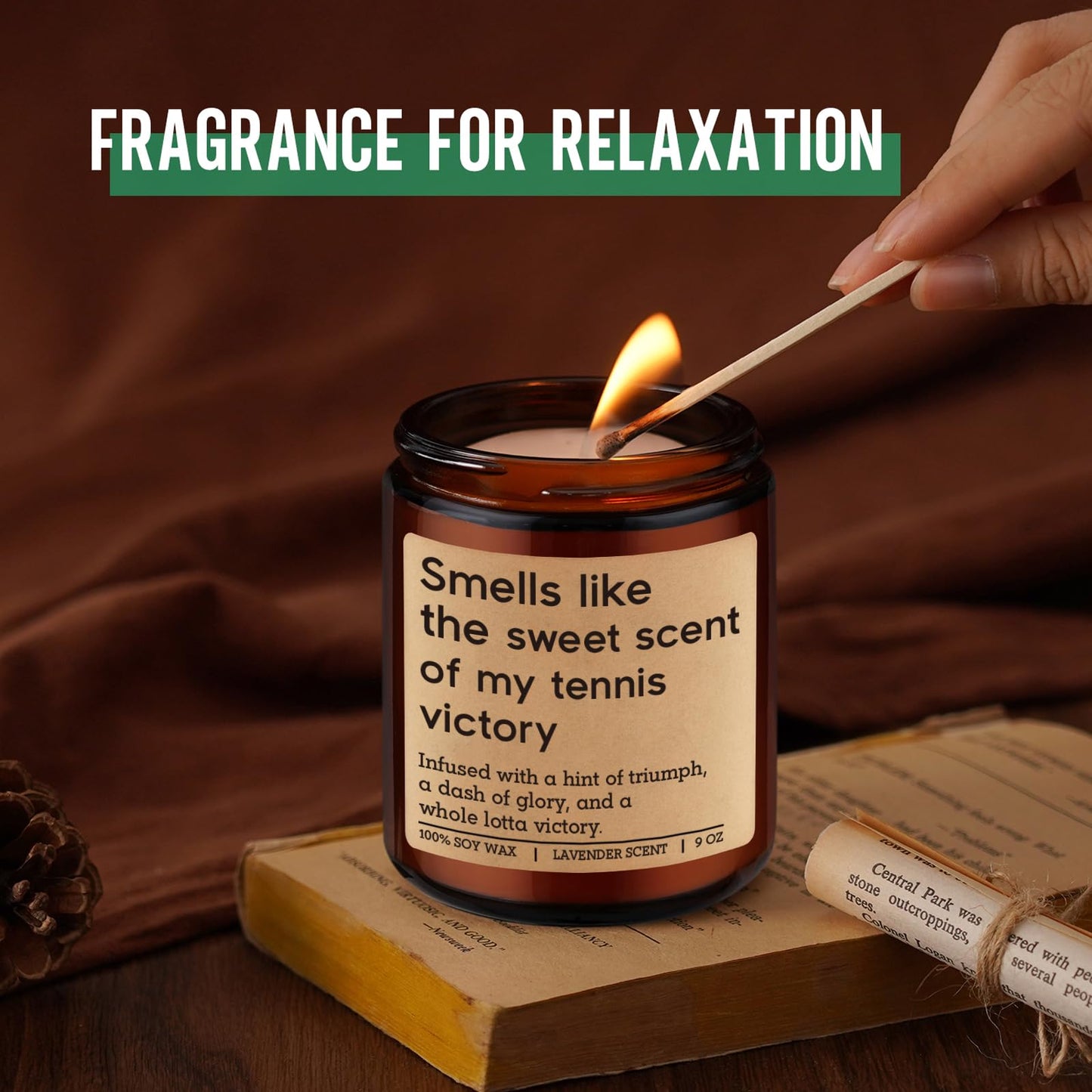 GSPY Scented Candle - Tennis Gifts for Women, Men - Funny Sports Themed Accessories Gifts for Tennis Player, Lover, Team - Funny Fathers Day, Mothers Day, Birthday Ideas for Boy, Him, Female, Mom, Dad