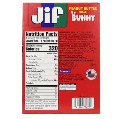 Jif Milk Chocolate Peanut Butter Bunny - Delicious Easter Basket Candy | 2 Ounces (Pack of 3)
