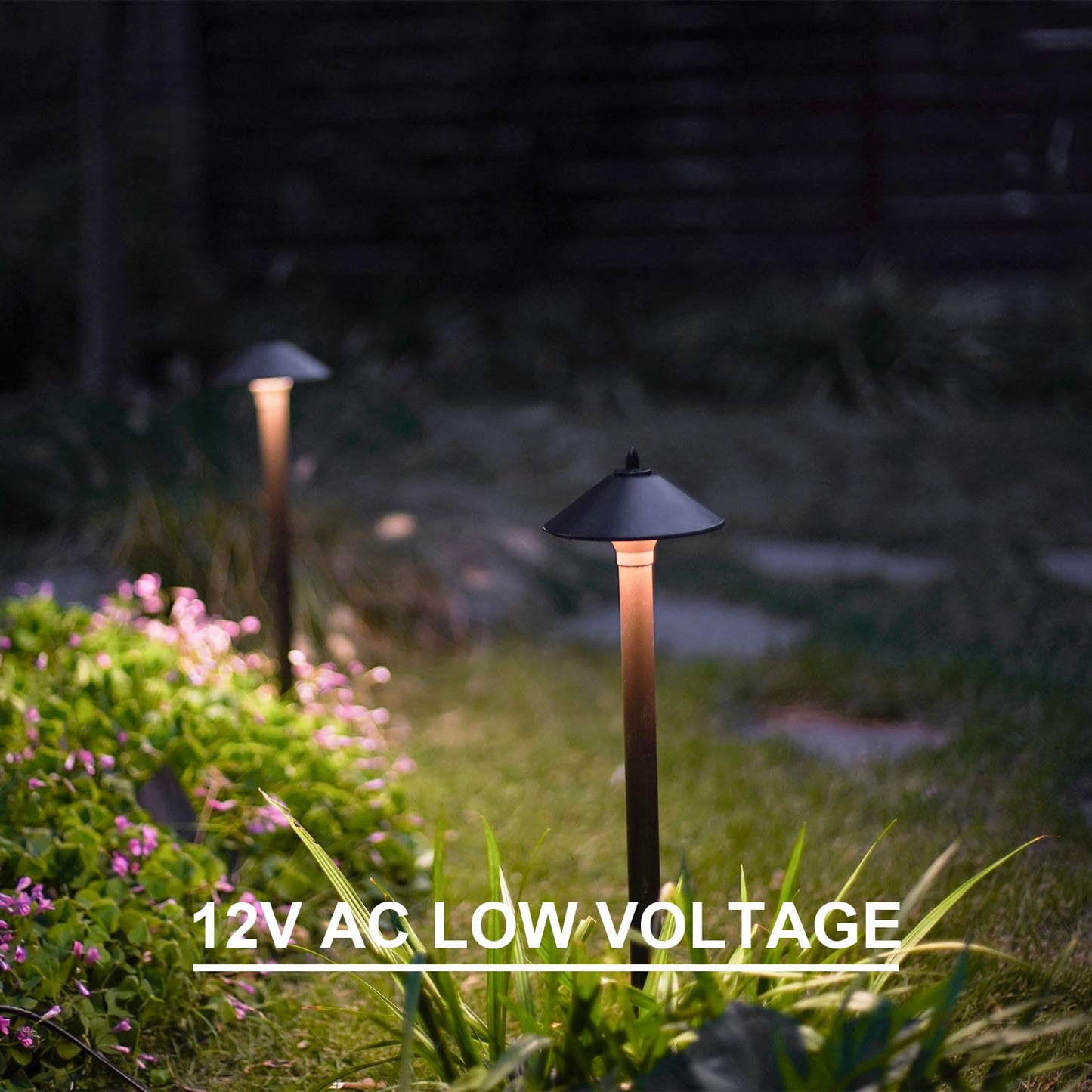 GOODSMANN Landscape Lighting Outdoor Low Voltage Landscape Lighting Kits 8PK Pathway Lights Wired 10W 25 Lumen 2700K Warm White Metal 12V Bronze Electric Sidewalk Walkway Lights with Cable Connectors