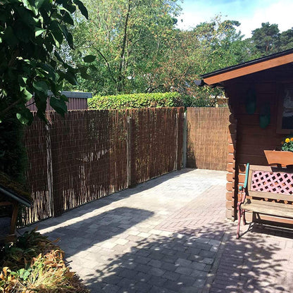 Landgarden Natural Bamboo Slat Screening, Eco-Friendly Privacy Slat Fence, Bamboo Screen Panel Roll for Balcony or as Wind and Sight Protection