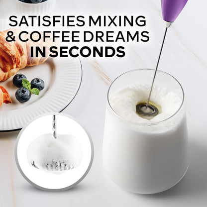 Zulay Kitchen Milk Frother Wand - Ultra-Fast Electric Whisk for Coffee, Lattes & Cappuccino - Includes 4 AA Batteries