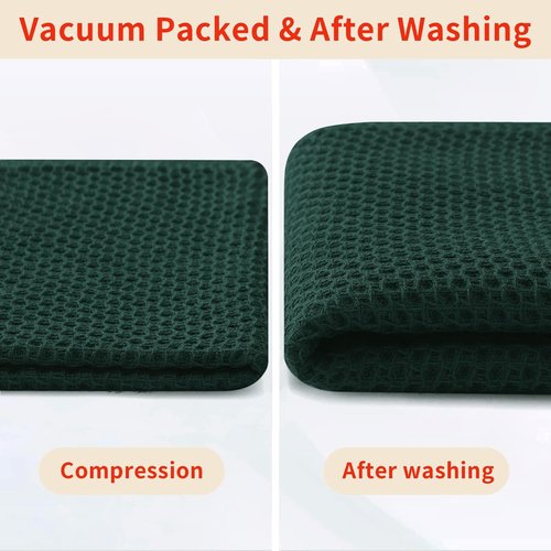 Homaxy 100% Cotton Waffle Weave Kitchen Dish Towels, Ultra Soft Absorbent Quick Drying Cleaning Towel, 13 x 28 Inches, 6-Pack, Blackish Green