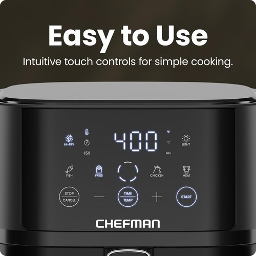 Chefman Air Fryer - 4 QT Compact Airfryer with Hi-Fry Technology for Extra Crisp Meals - Black