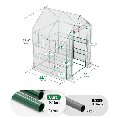 SPECILITE 56×56×78Inch Walk-in Greenhouse, Heavy Duty Small Plant House with Thicken PE Cover and Steel Frame, for Garden, Outdoors, Indoors, White