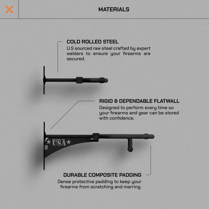 Hold Up Displays Wall Mount Gun Rack - 2 Pack, Vertical Rack, Heavy Duty Steel, Holds 12 Rifles & Shotguns - Made in USA