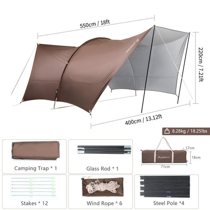 BISINNA Camping Tarp 18x13ft Car Awning Waterproof Hammock Rain Fly Sun Shade Rain Protection Canopy for Outdoor Beach Picnic