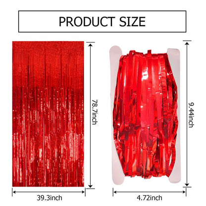 10 Pack Red Streamers Party Backdrop Christmas Decorations Foil Fringe Backdrop Curtains Carnival Casino Theme Birthday New Year Holiday Celebration Bachelorette Party Decorations Supplies