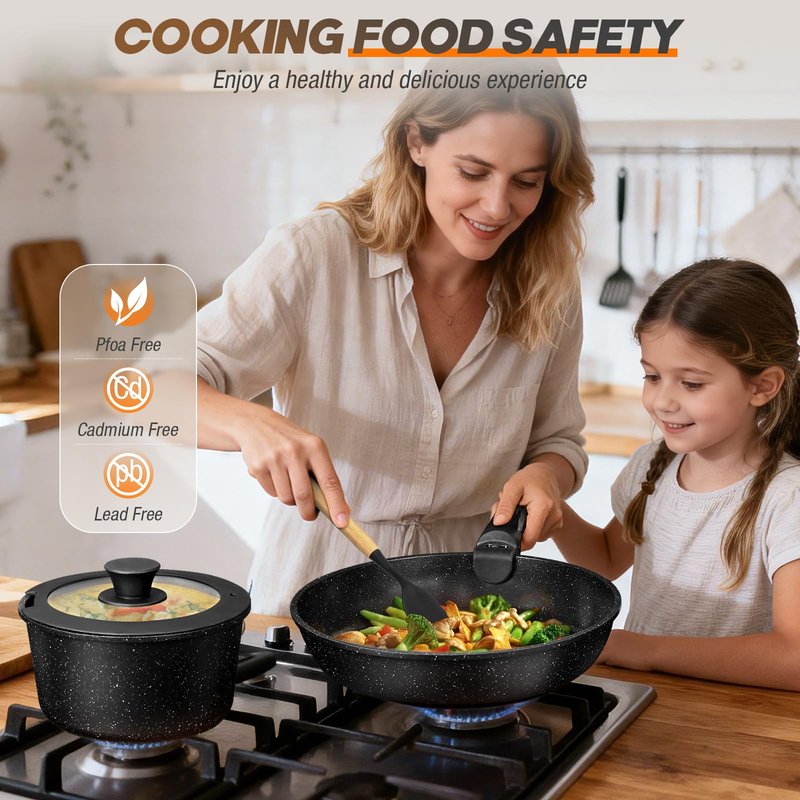 UMETRE pots and Pans Set, Nonstick Cookware Set Detachable Handle, Induction Kitchen Cookware Sets with Removable Handle, Non Stick RV Cookware Set, Dishwasher ＆ Oven Safe (21 PCS)