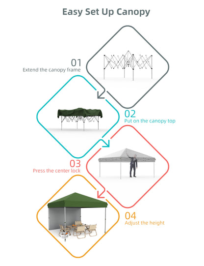 EliteEdge 10x10 Pop Up Canopy Tent Outdoor Canopy Heavy Duty Commercial Instant Tent Shelter with 1 Removable Sidewall Green