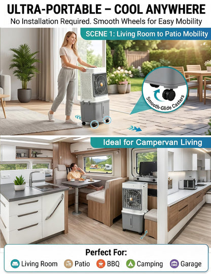 Portable Air Conditioners, Swamp Cooler Portable AC Unit for Room,Windowless Cooling Fan That Blow Cold Air with 10GAL Detachable Tank,Evaporative Air Cooler for Outdoor Indoor Garage Restaurant Patio