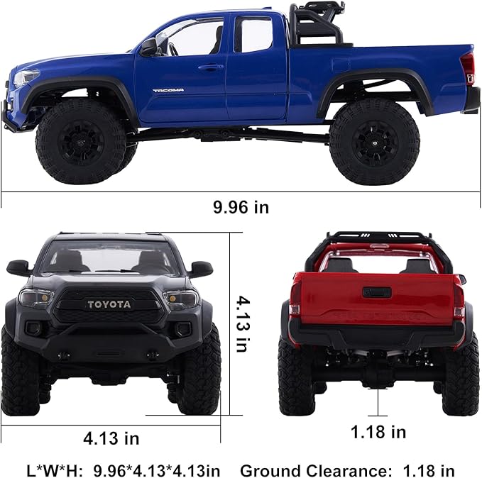 FMS 1/24 FCX24M Toyota Tacoma RC Crawler Officially Licensed RC Truck 2 Speeds Switch with LED Lights Off-Road RC Model for Adults (Grey)