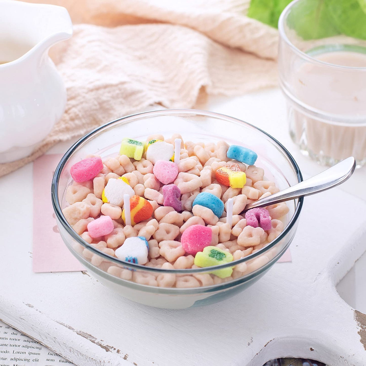 Funny French Vanilla Cereal Bowl with Metal Spoon Candle Morning Ritual Gift