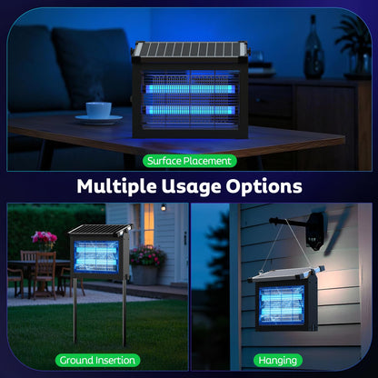 OnBeam Solar Bug Zapper Outdoor, 4500V Mosquito Zapper Waterproof Electric Fly Zapper Rechargeable Mosquito Killer Lamp with 10W Solar Panel, Cordless Fly Trap for Backyard, Patio, Garden, RV, Camping