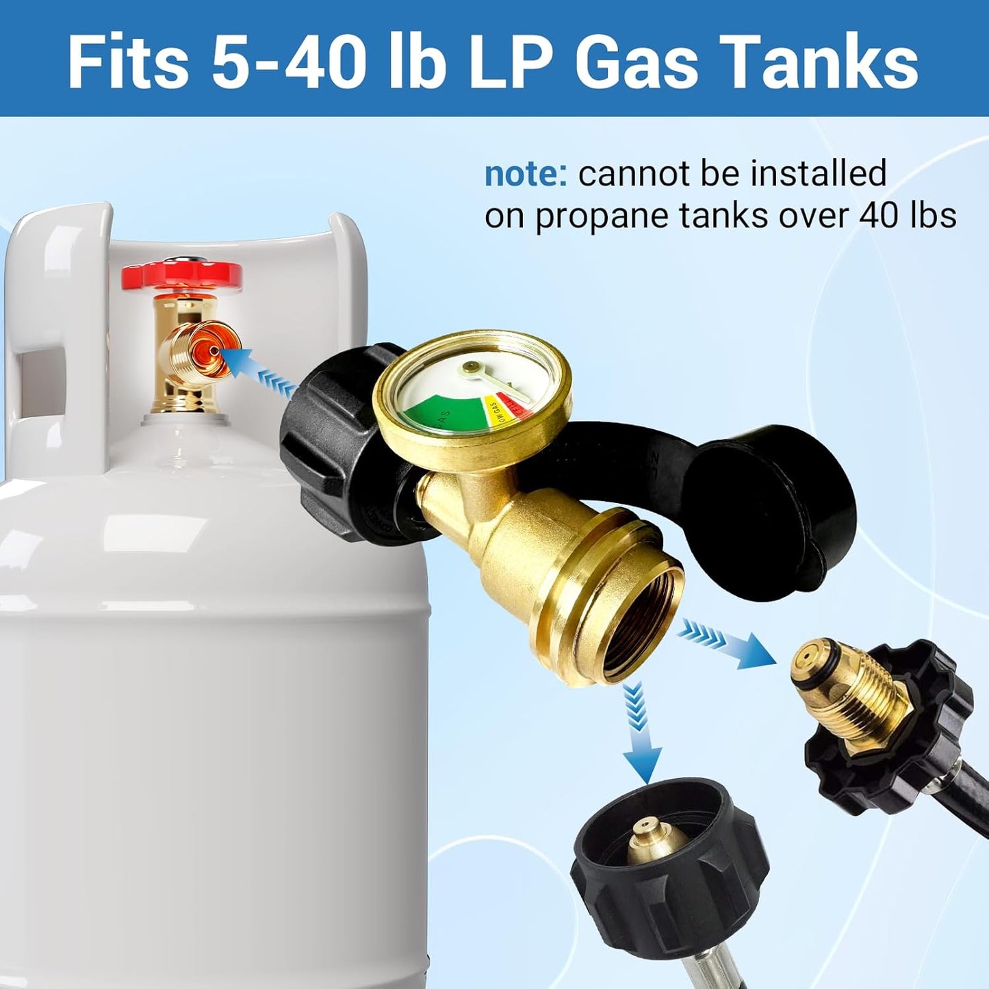 Propane Tank Gauge by [Brand Name] - Accurate Level Indicator for 5LB-40LB LP Tanks | 2 Pack for BBQ, RV, and More