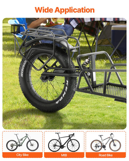 VEVOR Bike Cargo Trailer, 70lbs Load Capacity, Bicycle Trailer with 20 in Wheels, Foldable Bike Wagon, Heavy-Duty Bicycle Cart Fits Most Bike Models, for Shopping Traveling & Carrying Stuff