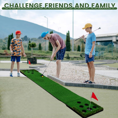 Golf Putting Game Set Putting Green Indoor Outdoor Putting Mat with 2 Putters 2 Balls 2 Cups & Flags Backyard Party Office Golf Game for Young Adults Fathers & Golfers