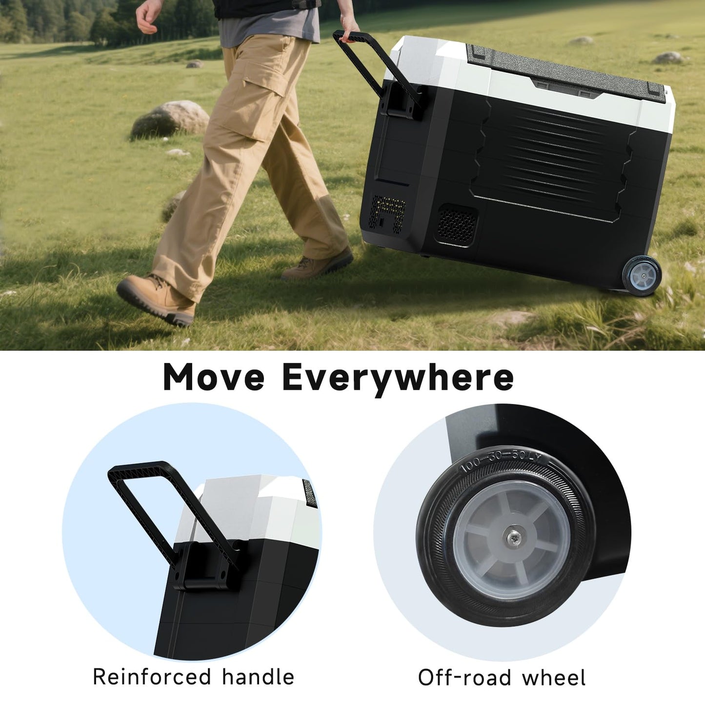 SubSun12V Cooler Car Fridge, 48QT -4℉~68℉ Fast Cooling Car Refrigerator, Portable Freezer with 12/24V DC and 110-220V AC, Electric Cooler for Camping, Road Trip and Boat