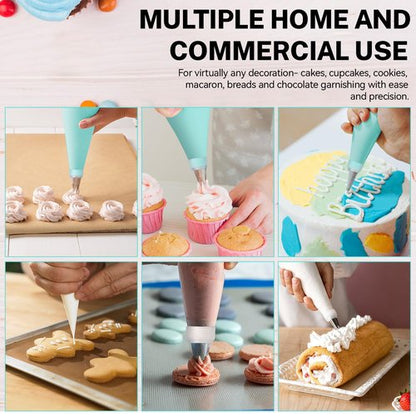 HOTEC Piping Bags and Tips Set, 120 Pcs Cake Decorating Kit with 100pcs 12 Inch Disposable Pastry Bags, 1 Reusable Piping Bags, 12 Piping Tips, 3 Cake Scraper, 2 Couplers, 2 Bag Ties, Baking Supplies