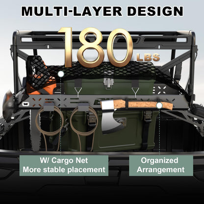 NIXFACE UTV Cargo Rack Aluminum Adjustable Universal with Cargo Net Fit for UTVs Trucks,Vans,SUVs Carry More for Off-Road,Farming,Hunting