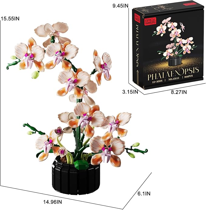 Flower Bouquet Building Blocks Kit Artificial Flowers Toys Botanical Collection DIY Unique Home&ampOffice Bonsai Decoration Adults Teen Girls for Hoilday