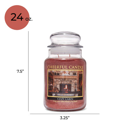 A Cheerful Giver - Cozy Cabin Scented Glass Jar Candle (24 oz) with Lid & True to Life Fragrance Made in USA