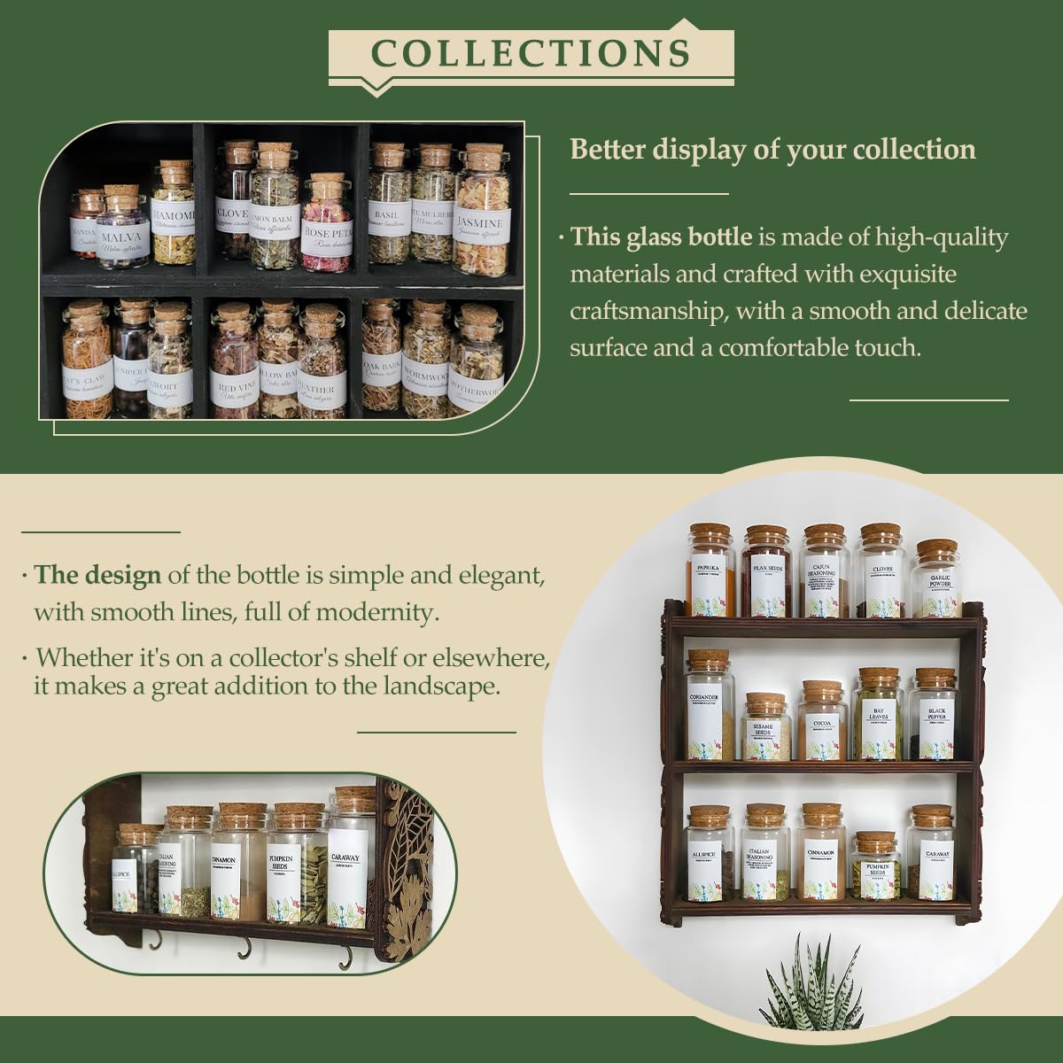 9-Pack 1.7 oz (50 ml) Glass Bottles with Cork Stoppers – for Spell Bottles, Spice Jars, DIY Party Favors, Travel Memories & Plant Propagation – Empty Recyclable Containers for Crafts, Kitchen,Décor