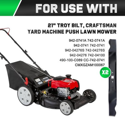 Grasscool Mower Blades - Replacement for Troy Bilt 21" Deck Riding Tractors & Push Mowers | Mulching 742-0741A