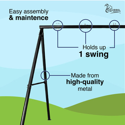 Heavy Duty Swing Set Frame and Assembly Hardware, Outdoor Playground Equipment for Kids, Safe & Durable Metal Swing Stand - Black