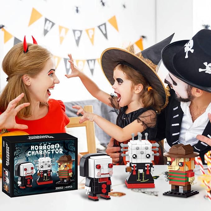 Halloween Action Figure Building Set Compatible with Lego for AdultsPinheadFreddyBilly Horror Present for FanHome Decorfor Kids Toys 529 pcs