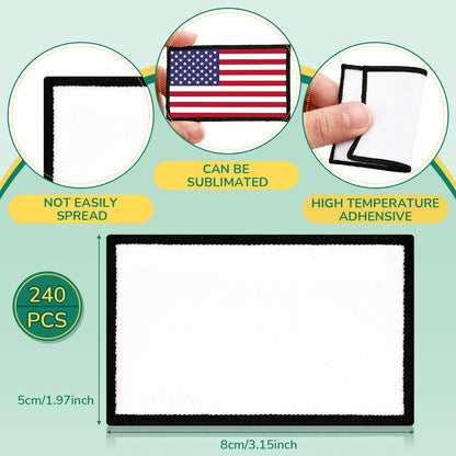 Giegxin 240 Pcs Sublimation Patches Fabric Iron on Blank Patches Decorative Blank Repair for Embroidery Hat Backpack Clothes Uniforms DIY Crafts