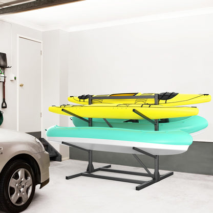 WALMANN Garage Kayak Rack, Heavy-Duty Metal Kayak Storage Rack 4-Tier Adjustable Freestanding Kayak Stand