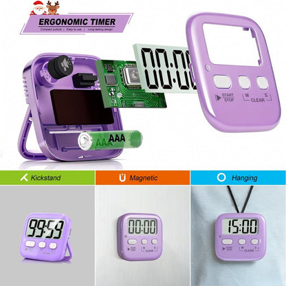 Antonki 2 Pack Digital Timer for Kids, Magnetic Countdown Kitchen Timers for Cooking, Egg, Classroom, Teacher, Exercise, Study, Oven - Battery Included