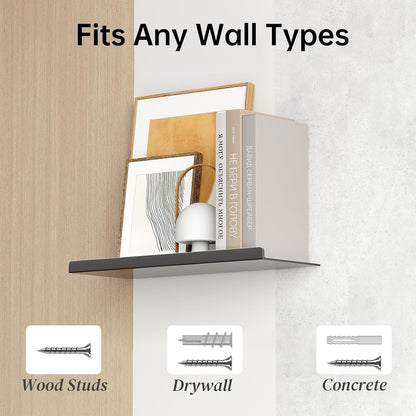 Skiennix Floating Wall Shelf - Modern Metal Shelf for Decor & Storage | 12-Inch Black Design