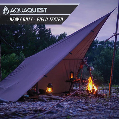 AquaQuest Defender Tarp – Heavy‑Duty Waterproof (20,000 mm) Seam‑Taped Rain Fly for Camping, Bushcraft & Survival – 10×10 Olive Drab